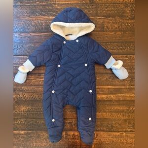 Navy Blue Quilted Sherpa Lined Infant Bunting
